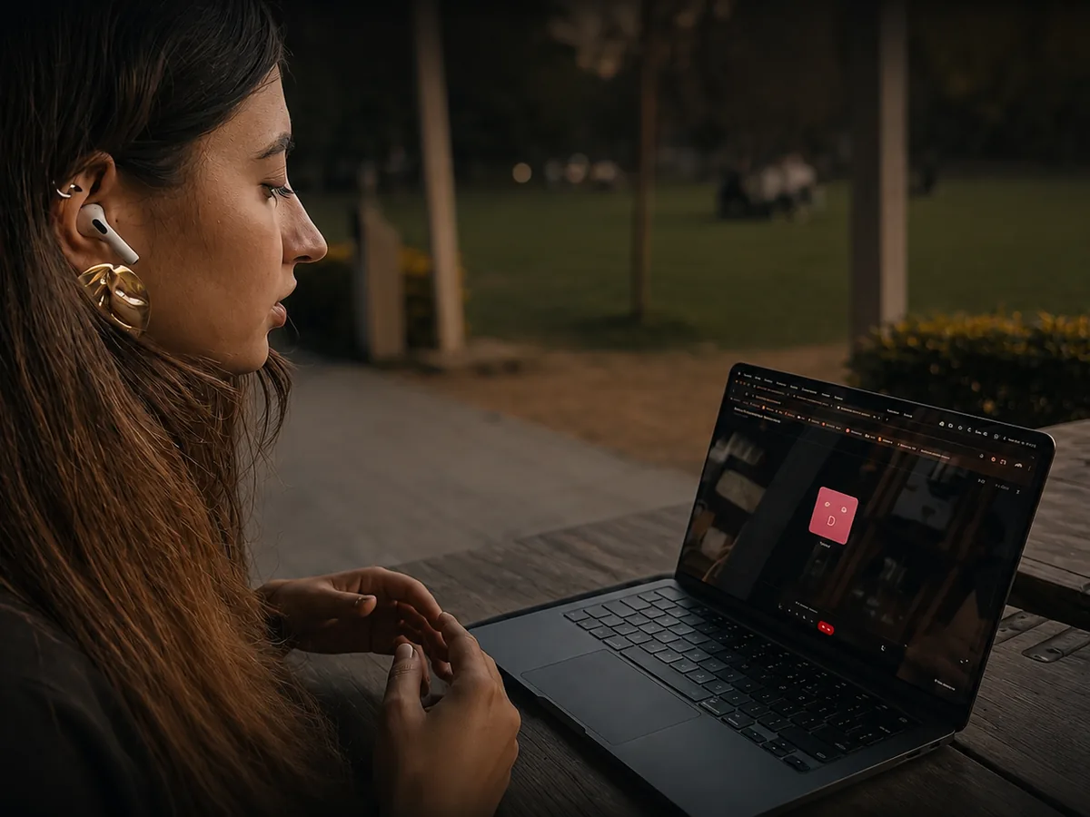 An Istanbul Technical University student runs EVRE's live AI voice session on campus. Spring 2026.